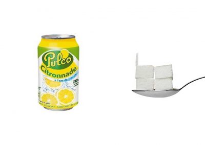 Une canette de 33 cl de Pulco Citronnade contient 20,5 g de sucre, soit 4,1 morceaux.